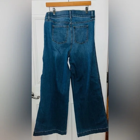 Spanx Wide Leg Blue Denim Jeans XL - Picture 2 of 3
